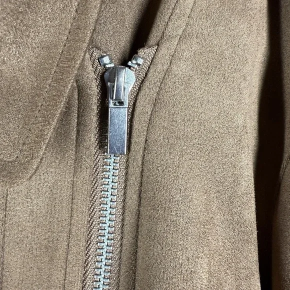 LC Lauren Conrad Moto Jacket Women 1X Brown Faux Suede Asymmetrical Zip - Picture 5 of 14